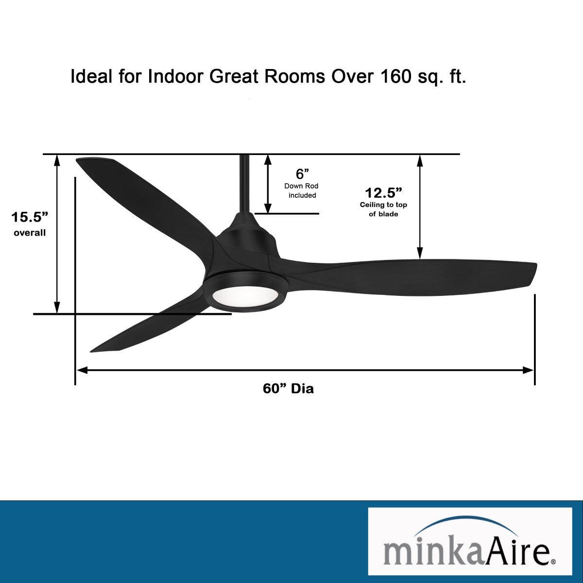 Skyhawk LED 60" Coal Modern Ceiling Fan with Remote