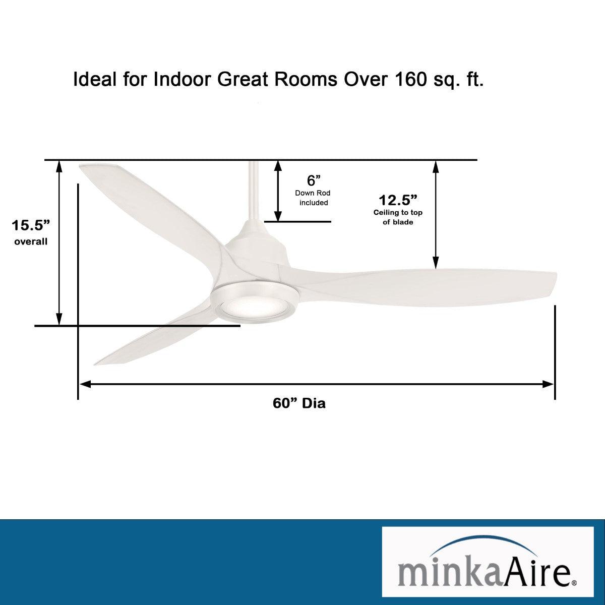 Skyhawk LED 60" White Modern Ceiling Fan with Remote