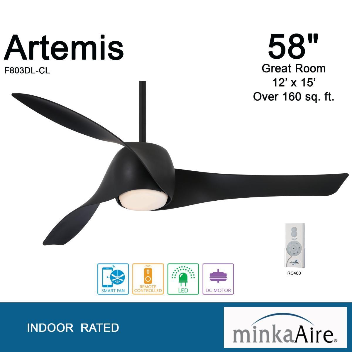 Artemis 58 Inch Modern Propeller Smart Ceiling Fan With Light And Remote