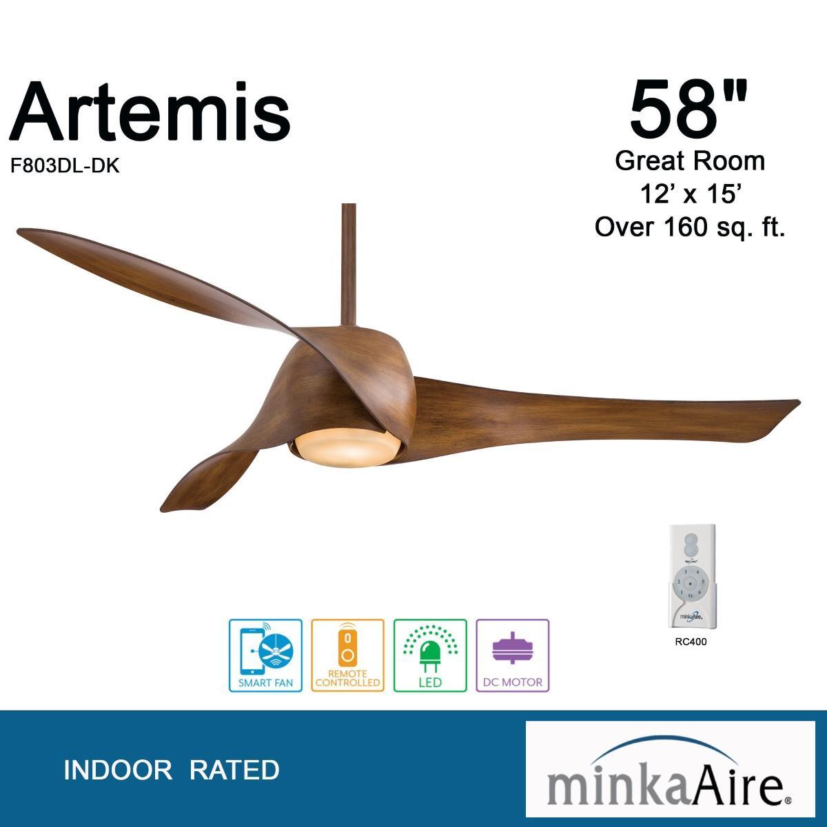 Artemis 58 Inch Modern Propeller Smart Ceiling Fan With Light And Remote