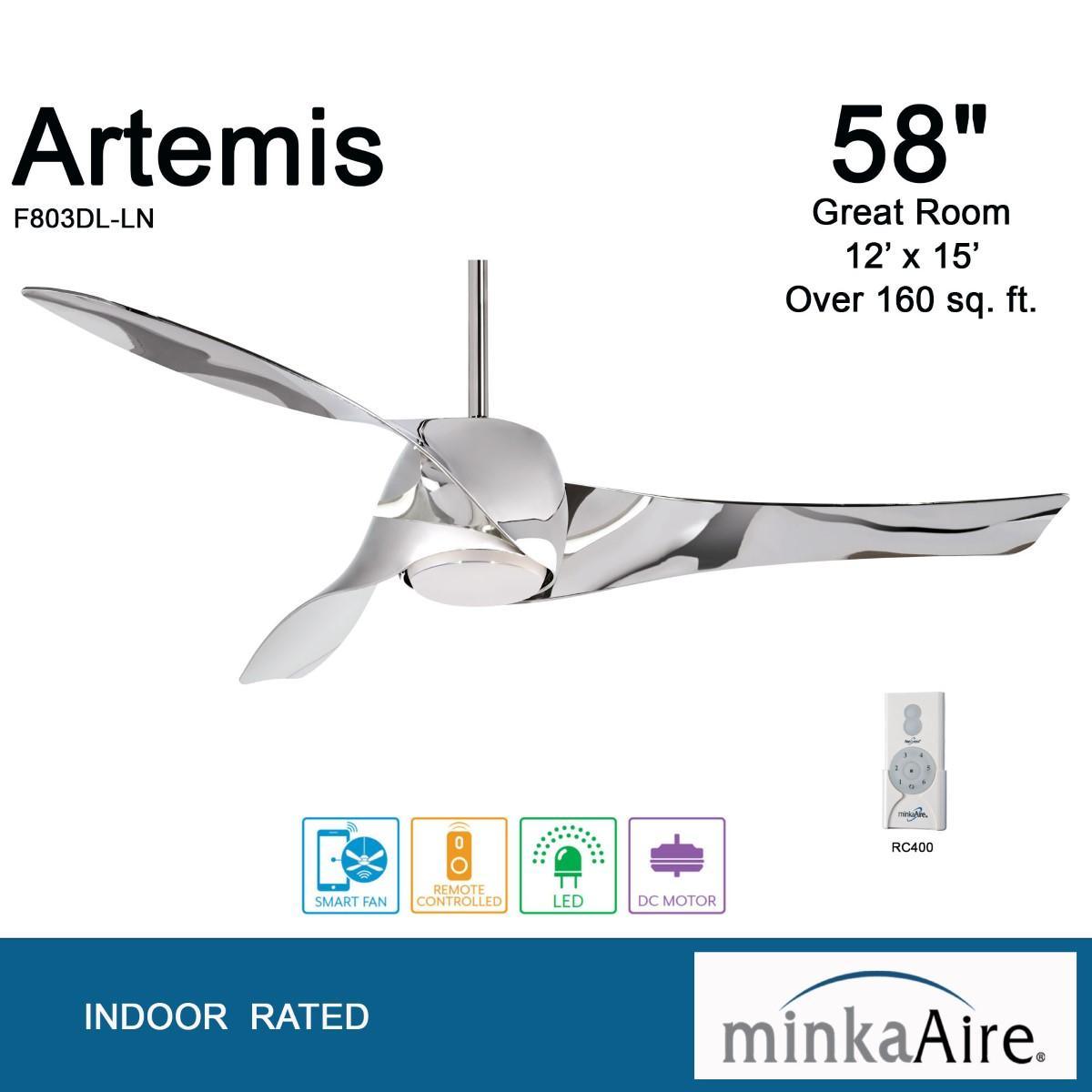 Artemis 58 Inch Modern Propeller Smart Ceiling Fan With Light And Remote