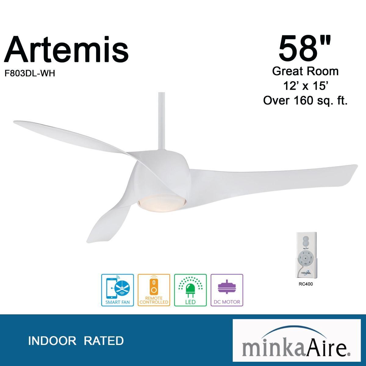 Artemis 58 Inch Modern Propeller Smart Ceiling Fan With Light And Remote