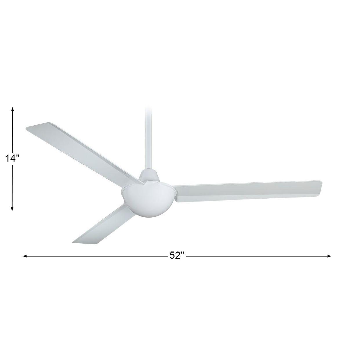 Kewl 52" White Modern Indoor Ceiling Fan with Wall Control