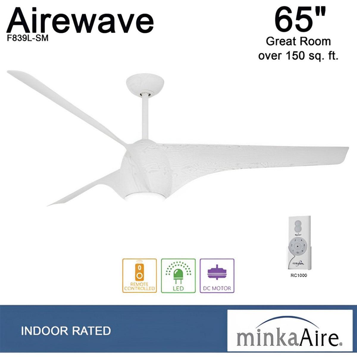 Airewave 65" Sterling Maple LED Indoor Ceiling Fan with Remote