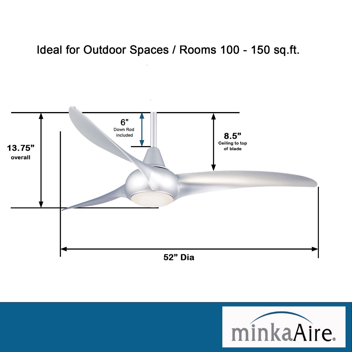 Minka Aire - Light Wave 52 Inch Modern Propeller Ceiling Fan With