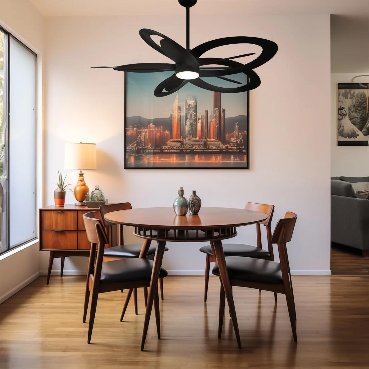 Pinup 60 Inch LED Ceiling Fan with Light Kit and Remote, Coal Finish - Bees Lighting