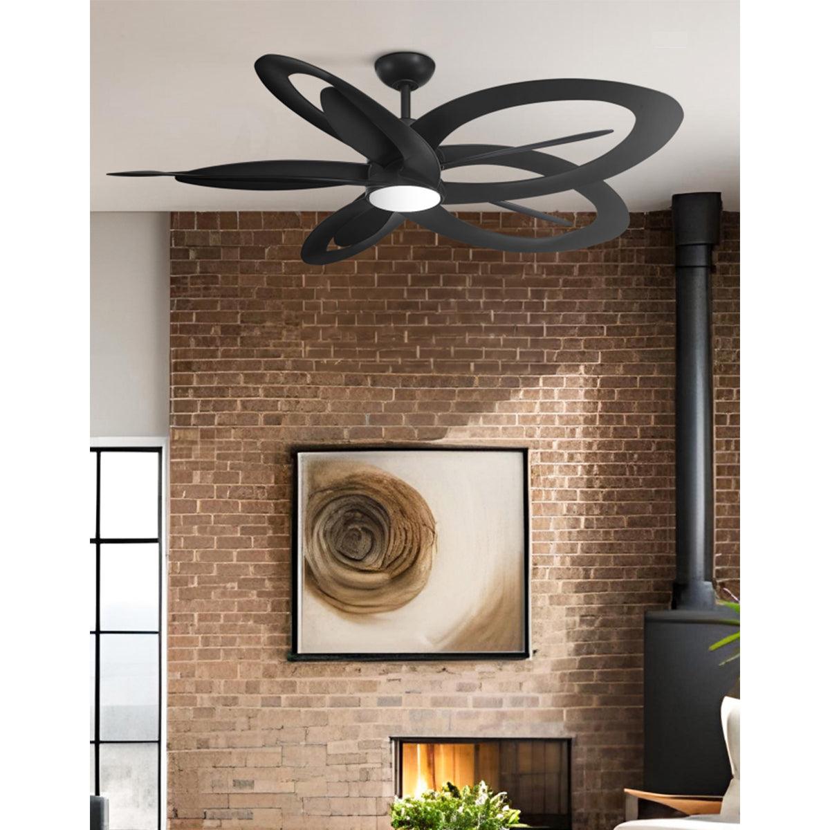 Pinup 60 Inch LED Ceiling Fan with Light Kit and Remote, Coal Finish - Bees Lighting