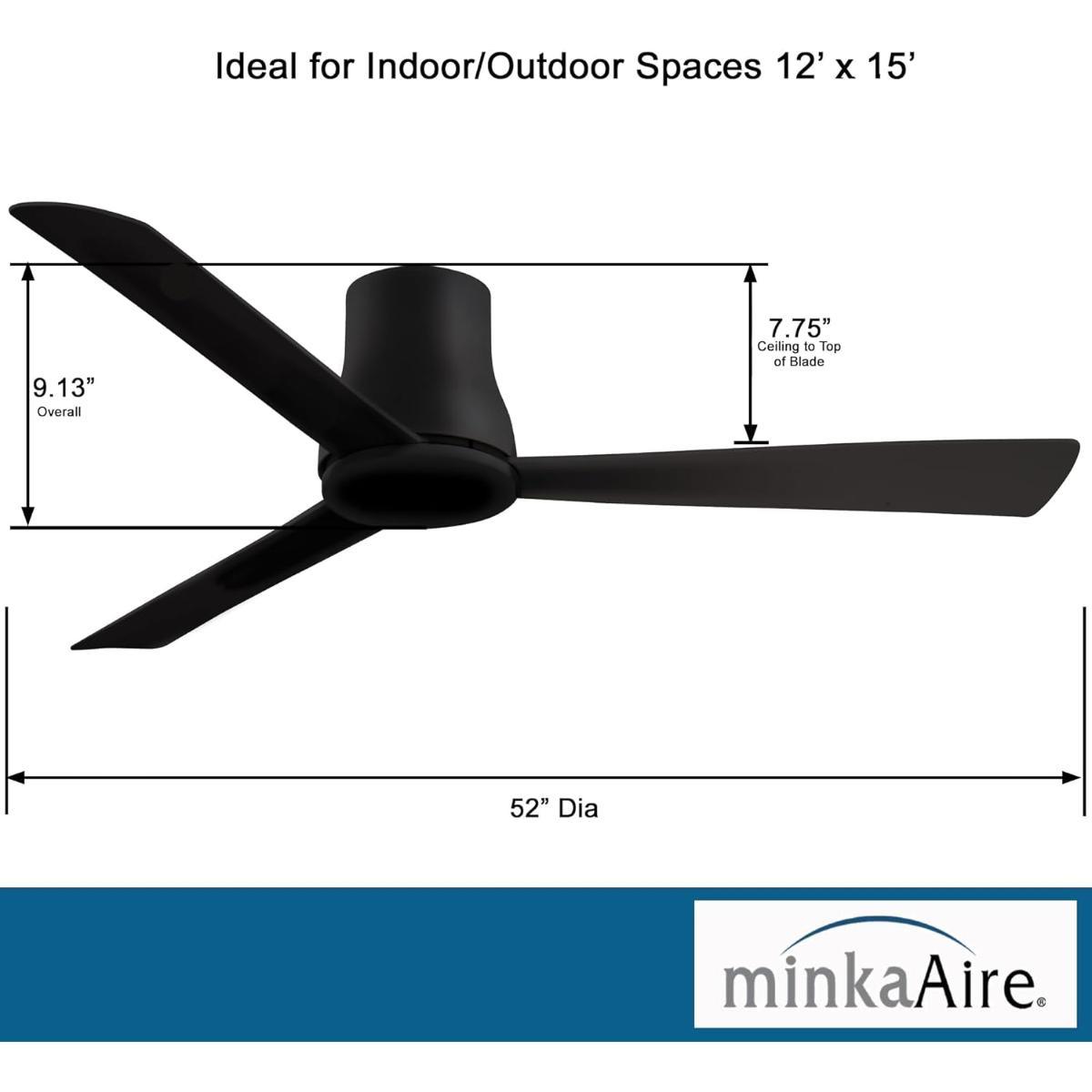 Simple Flush 52" Coal Outdoor Ceiling Fan with Remote - Bees Lighting