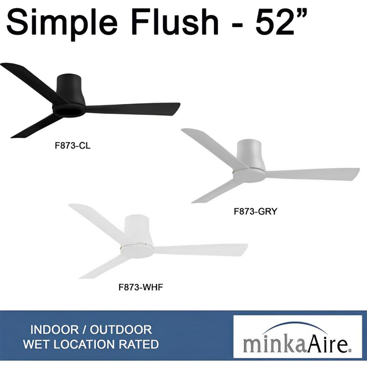 Simple Flush 52" Coal Outdoor Ceiling Fan with Remote - Bees Lighting