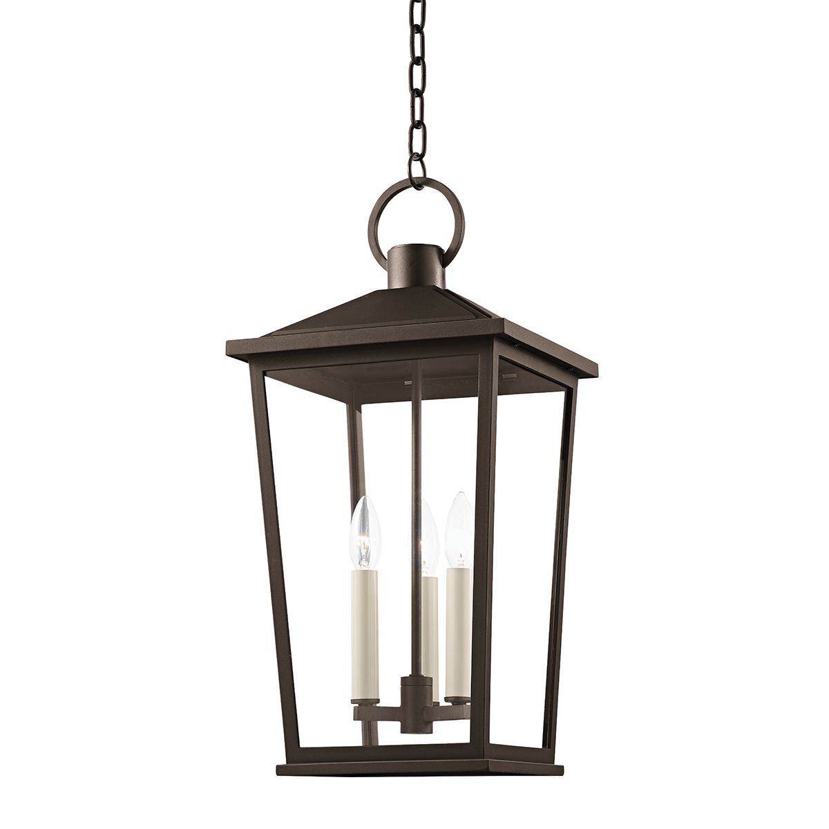 SOREN 11 in. 3 Lights Outdoor Hanging Lantern Textured Bronze finish