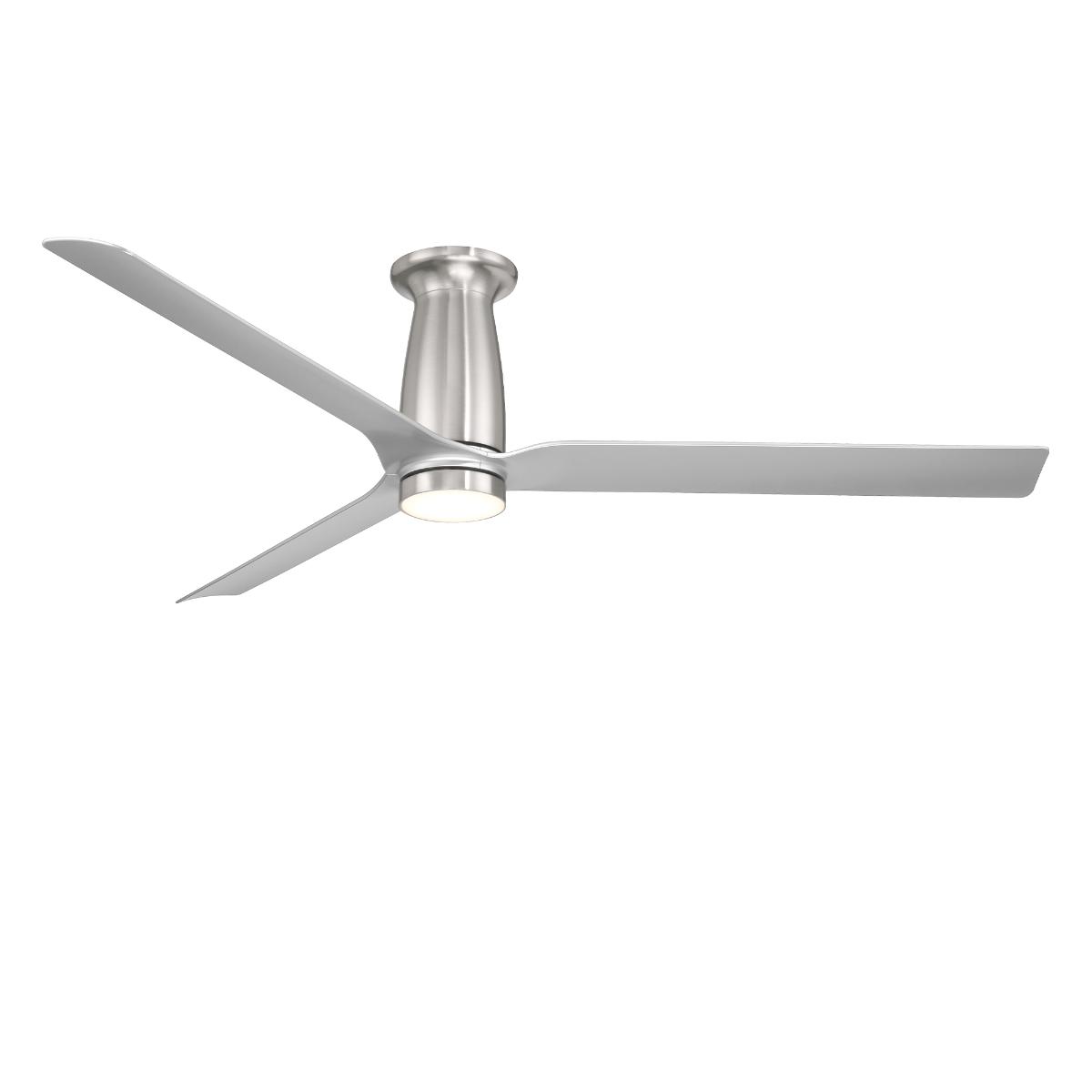 Smooth Flush 52 Inch CCT LED Smart Ceiling Fan, Brushed Nickel with Silver Blades