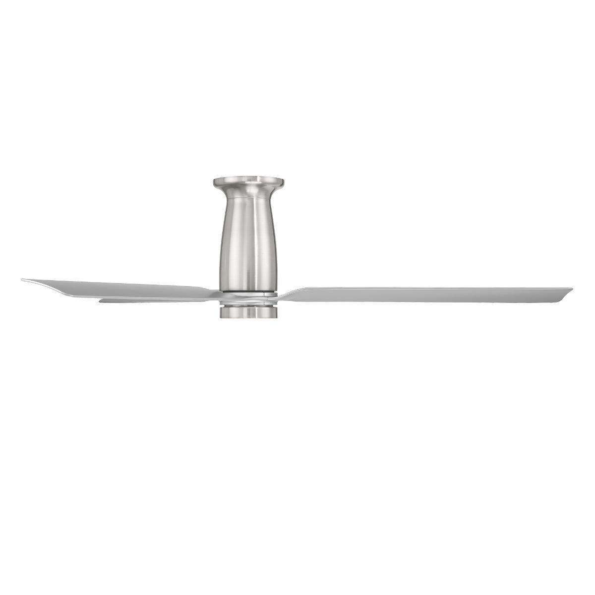 Smooth Flush 52 Inch CCT LED Smart Ceiling Fan, Brushed Nickel with Silver Blades