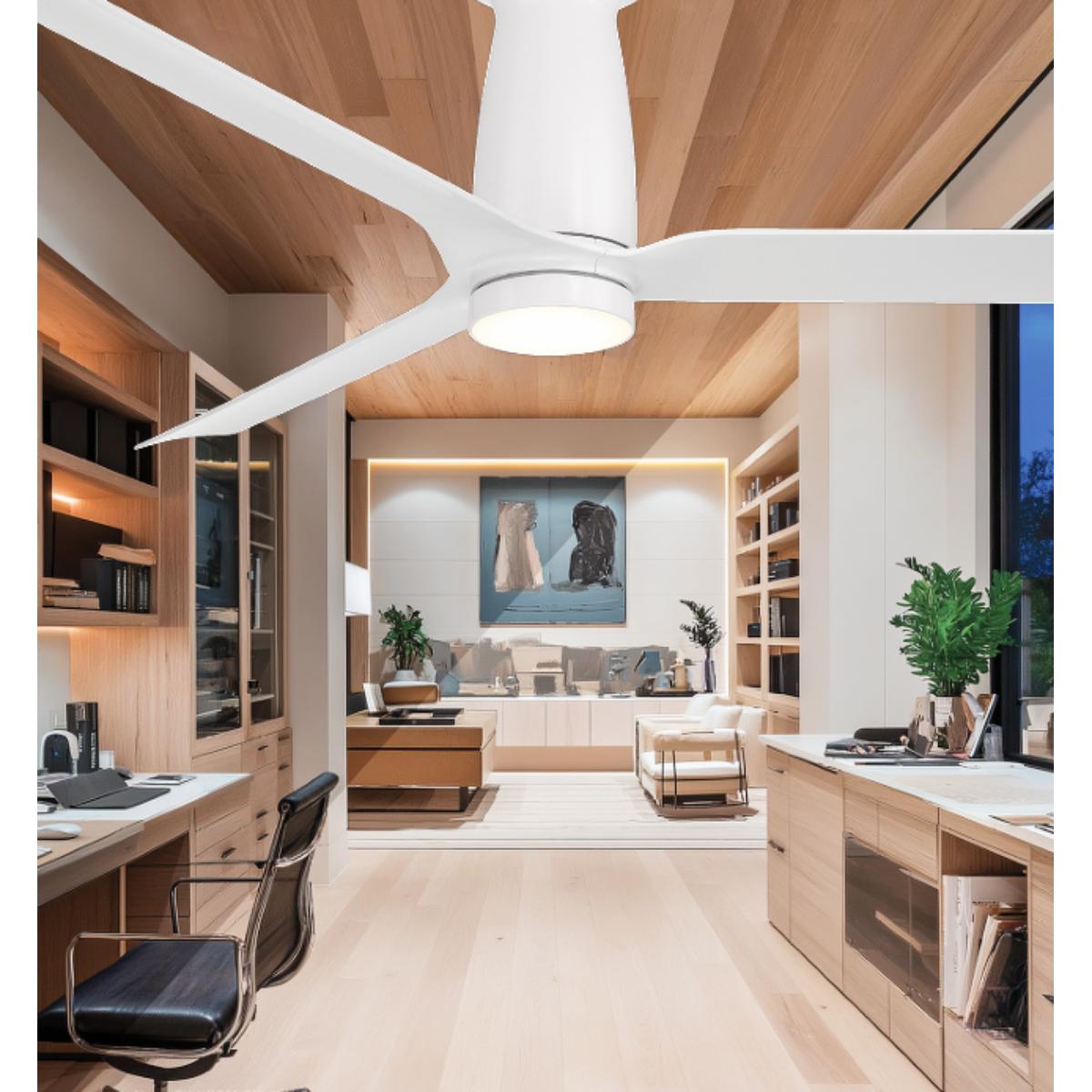 Smooth Flush 52 Inch CCT LED Smart Ceiling Fan, Matte White Finish