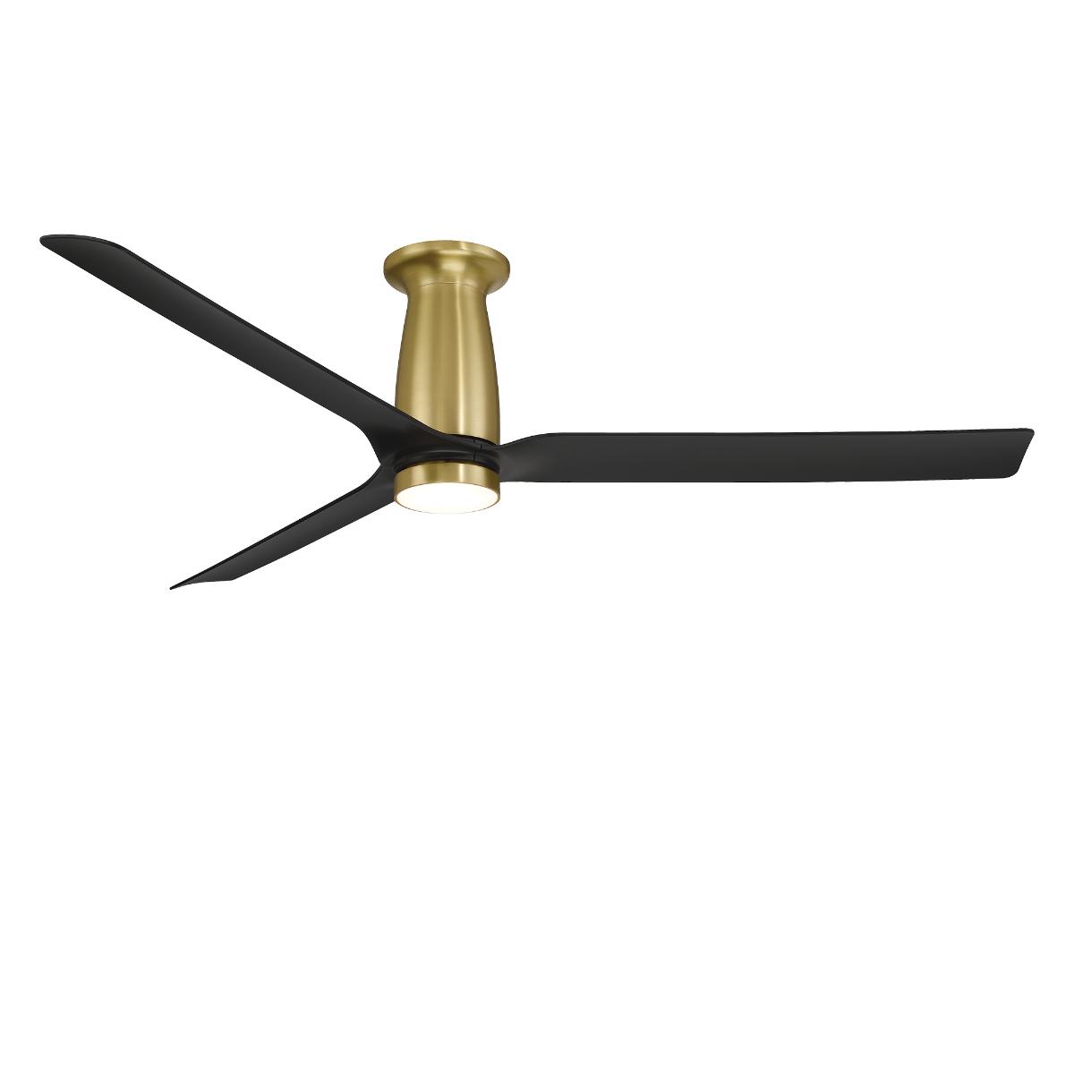 Smooth Flush 52 Inch CCT LED Smart Ceiling Fan, Soft Brass with Matte Black Blades