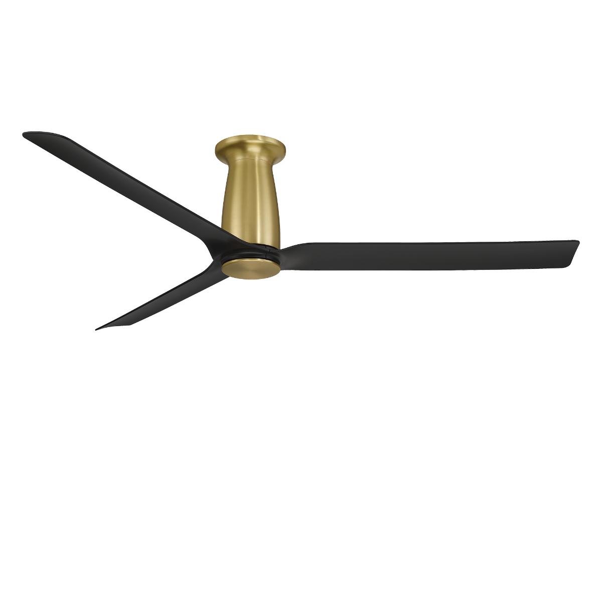 Smooth Flush 52 Inch CCT LED Smart Ceiling Fan, Soft Brass with Matte Black Blades