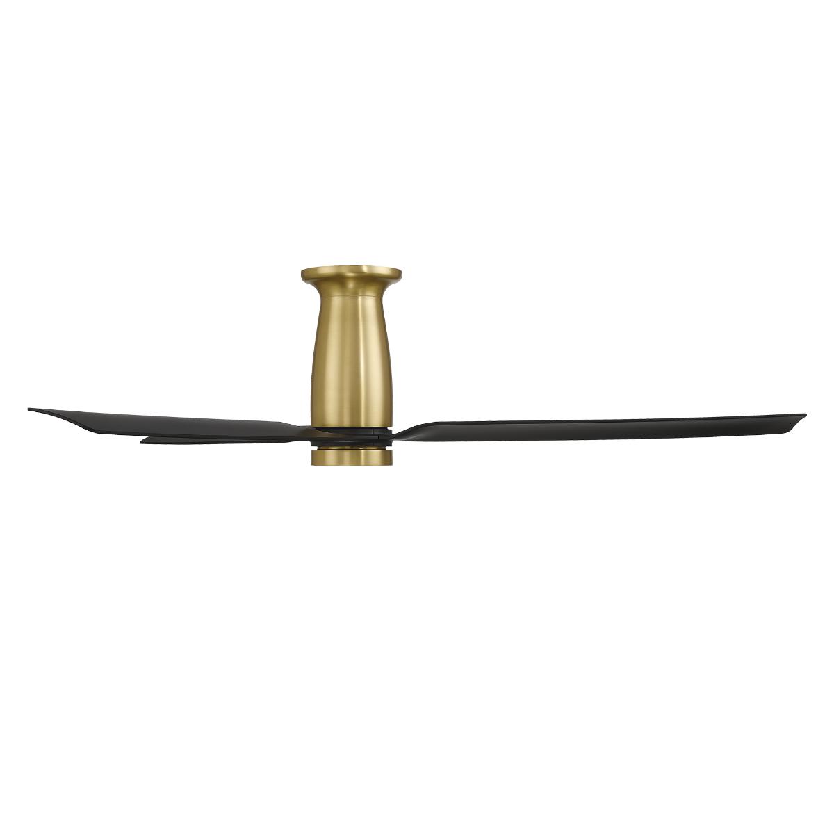 Smooth Flush 52 Inch CCT LED Smart Ceiling Fan, Soft Brass with Matte Black Blades