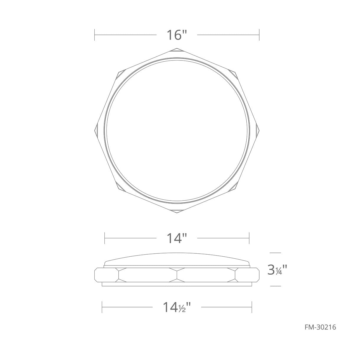 Grommet 16 in. LED Flush Mount Light 3500K Brushed Nickel Finish