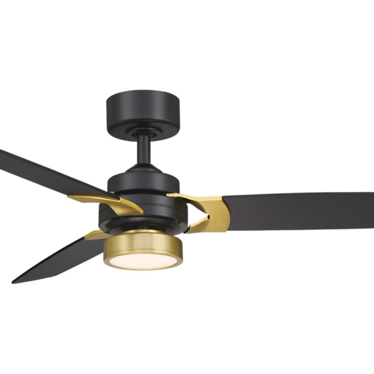 Amped 52 Inch LED Ceiling Fan with Remote, Black and Brushed Brass - Bees Lighting