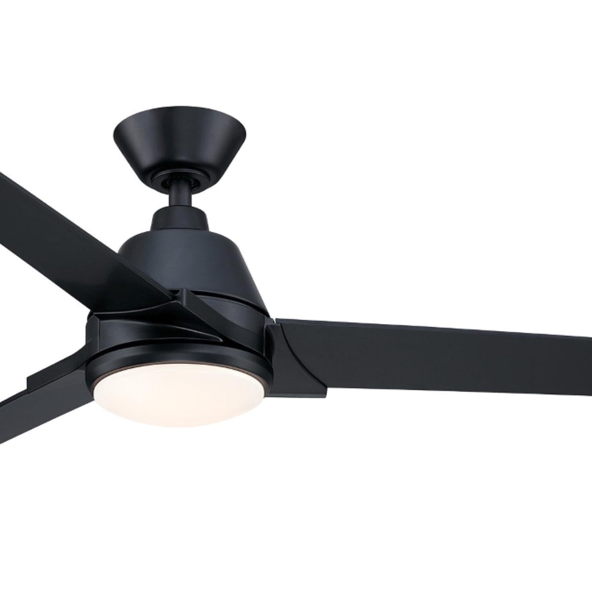 Pyramid 52 Inch Black Damp Rated LED Ceiling Fan with Remote - Bees Lighting