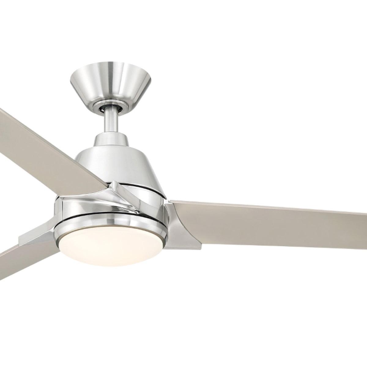 Pyramid 52 Inch Brushed Nickel Damp Rated LED Ceiling Fan with Remote - Bees Lighting