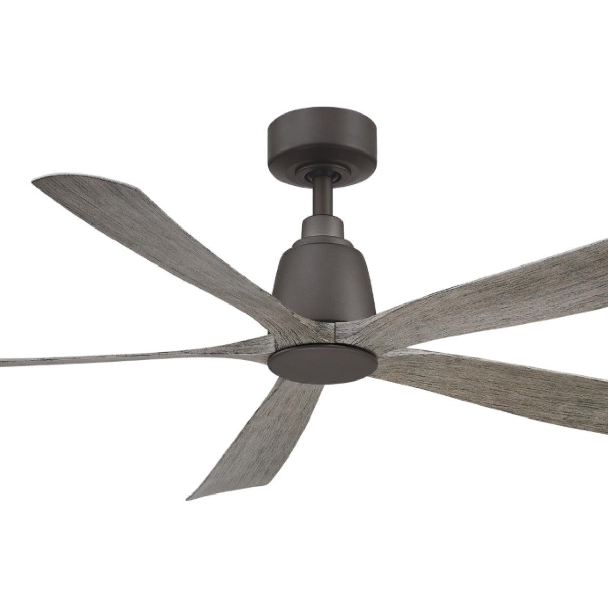 Kute5 52 Inch 5 Blades Indoor/Outdoor Ceiling Fan With Remote, Matte Greige with Weathered Wood Blades - Bees Lighting