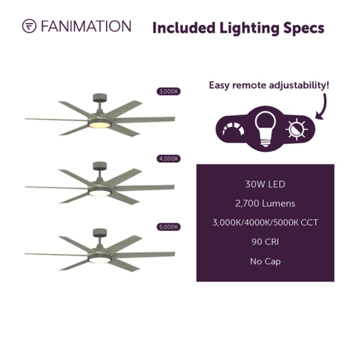 Brawn 64 Inch Graphite Outdoor Smart Ceiling Fan with LED CCT Select Light Kit and Remote - Bees Lighting