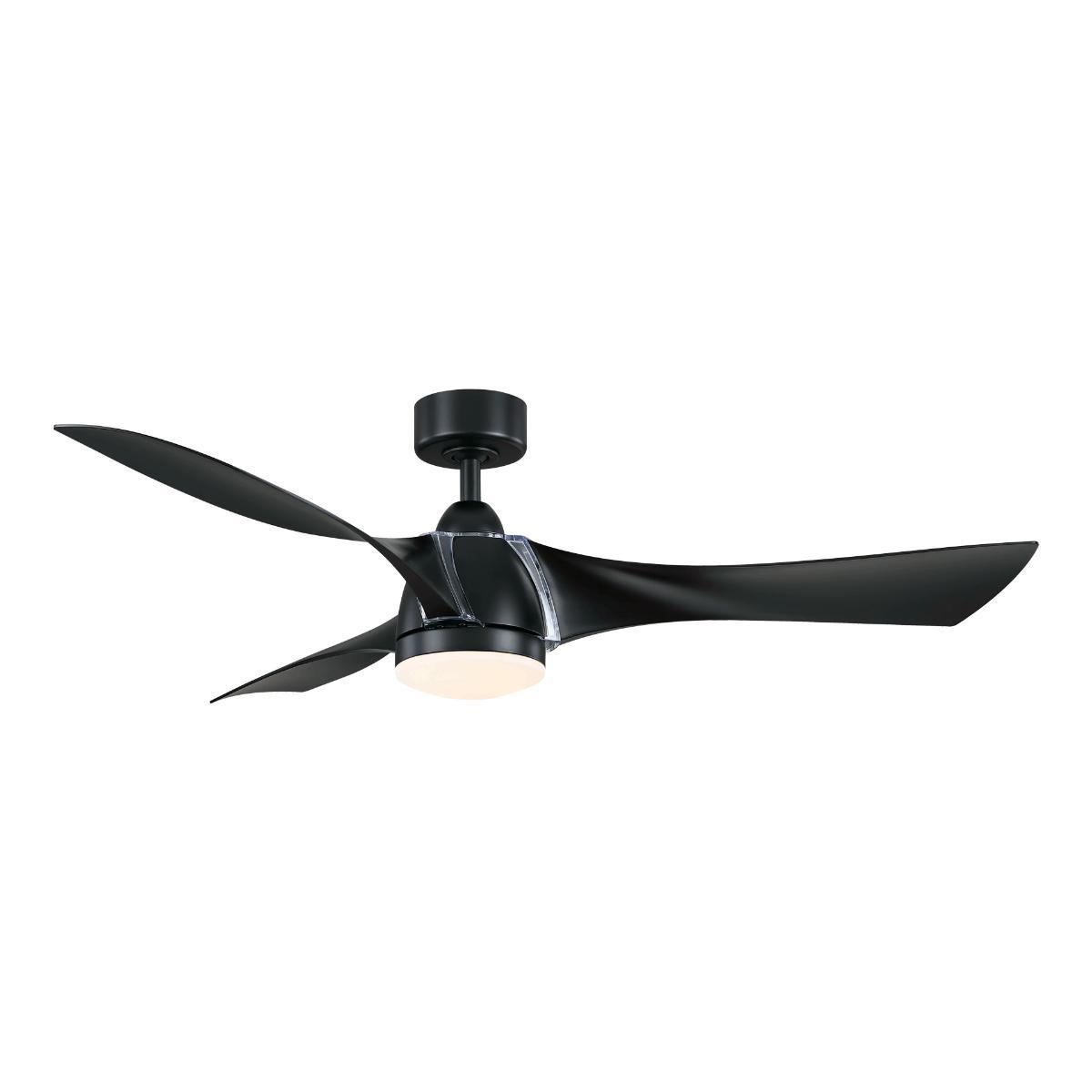 Klear 56 inch Indoor/Outdoor Ceiling Fan with LED CCT Select Light Kit and Remote, Black Finish - Bees Lighting