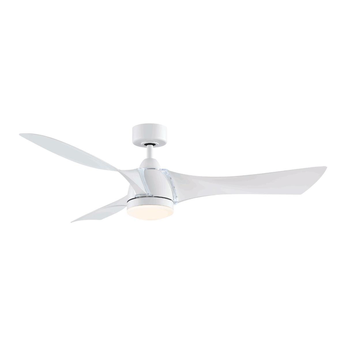 Klear 56 inch Indoor/Outdoor Ceiling Fan with LED CCT Select Light Kit and Remote, Matte White Finish - Bees Lighting