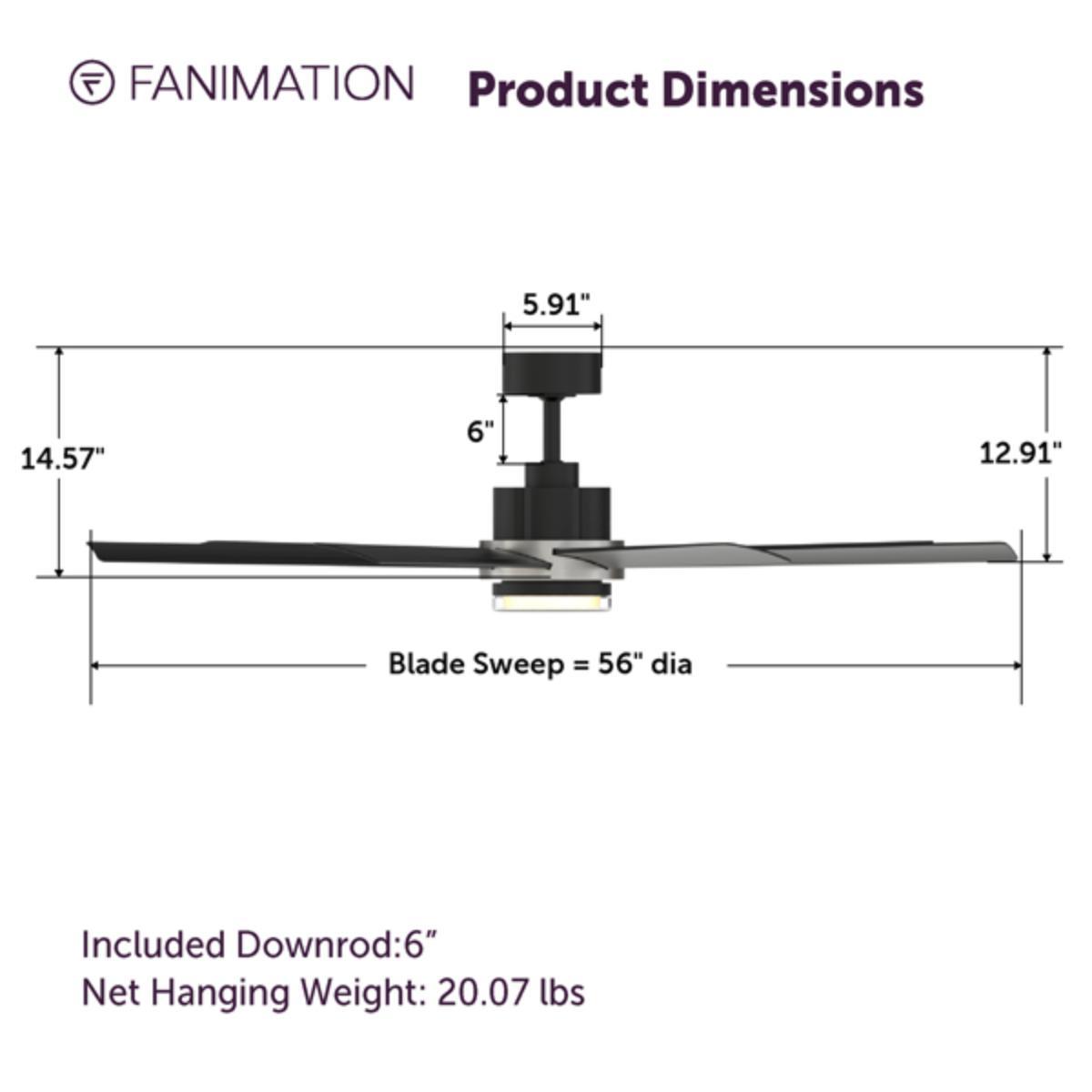 Pendry 56 inch Indoor/Outdoor Ceiling Fan with Remote, Black and Brushed Nickel Finish - Bees Lighting
