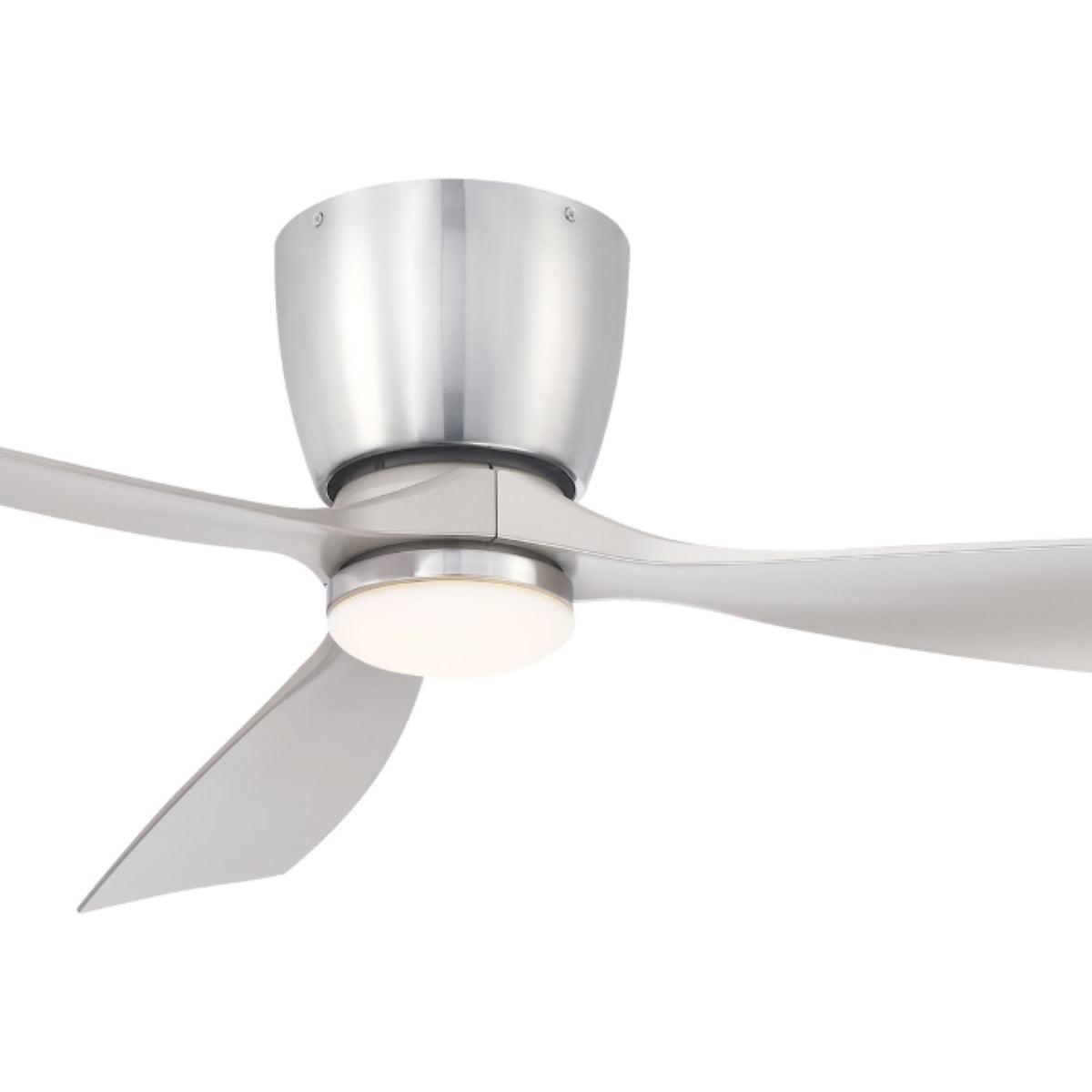 Klinch 44 Inch Brushed Nickel Damp Rated LED Flush Mount Ceiling Fan with Remote - Bees Lighting