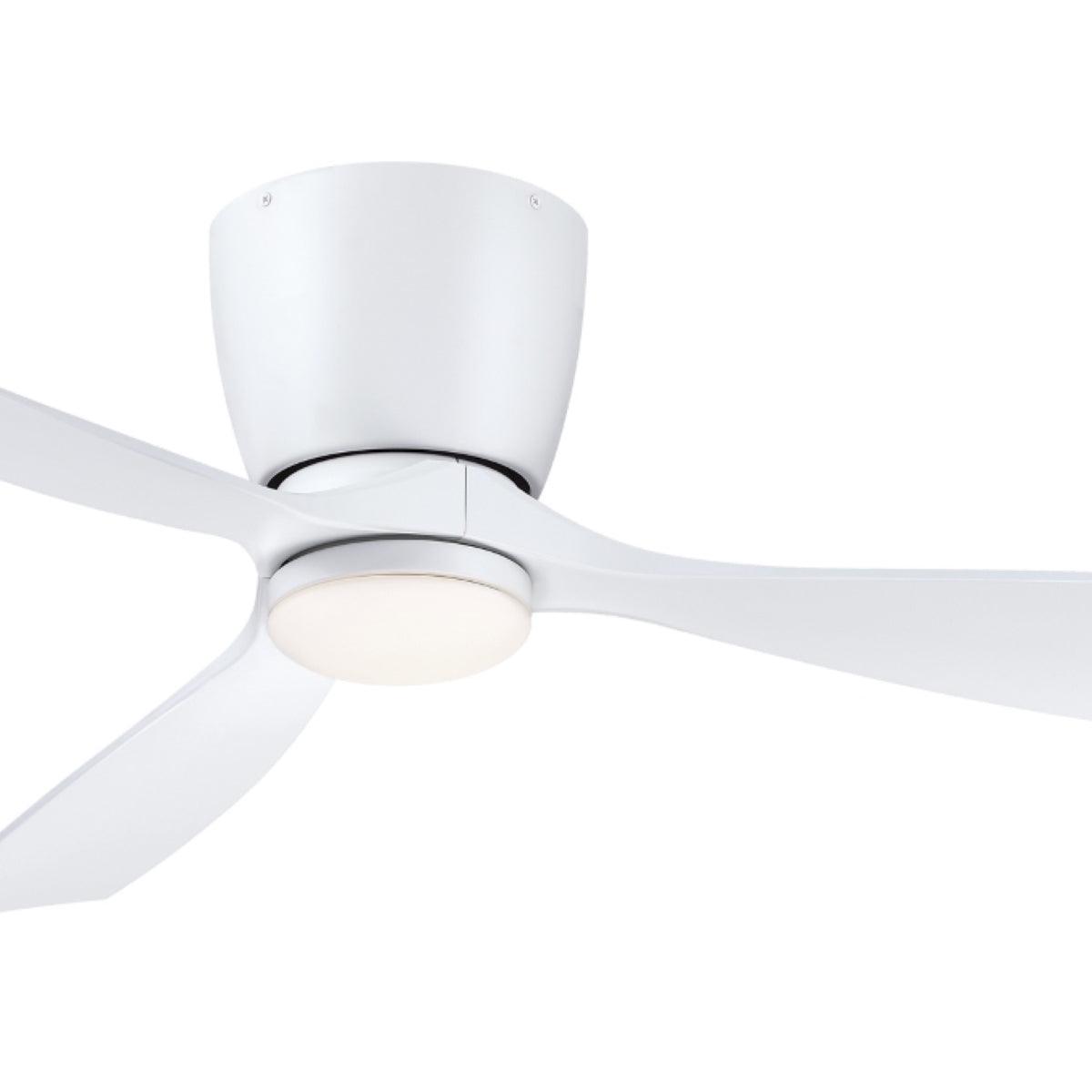 Klinch 44 Inch Matte White Damp Rated LED Flush Mount Ceiling Fan with Remote - Bees Lighting