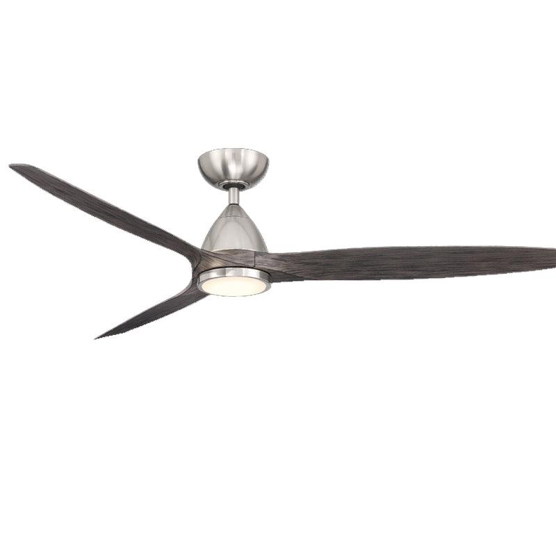 Skylark 62 Inch Modern Outdoor Smart Ceiling Fan With 3000K LED And Remote, Brushed Nickel with Ebony Blades - Bees Lighting