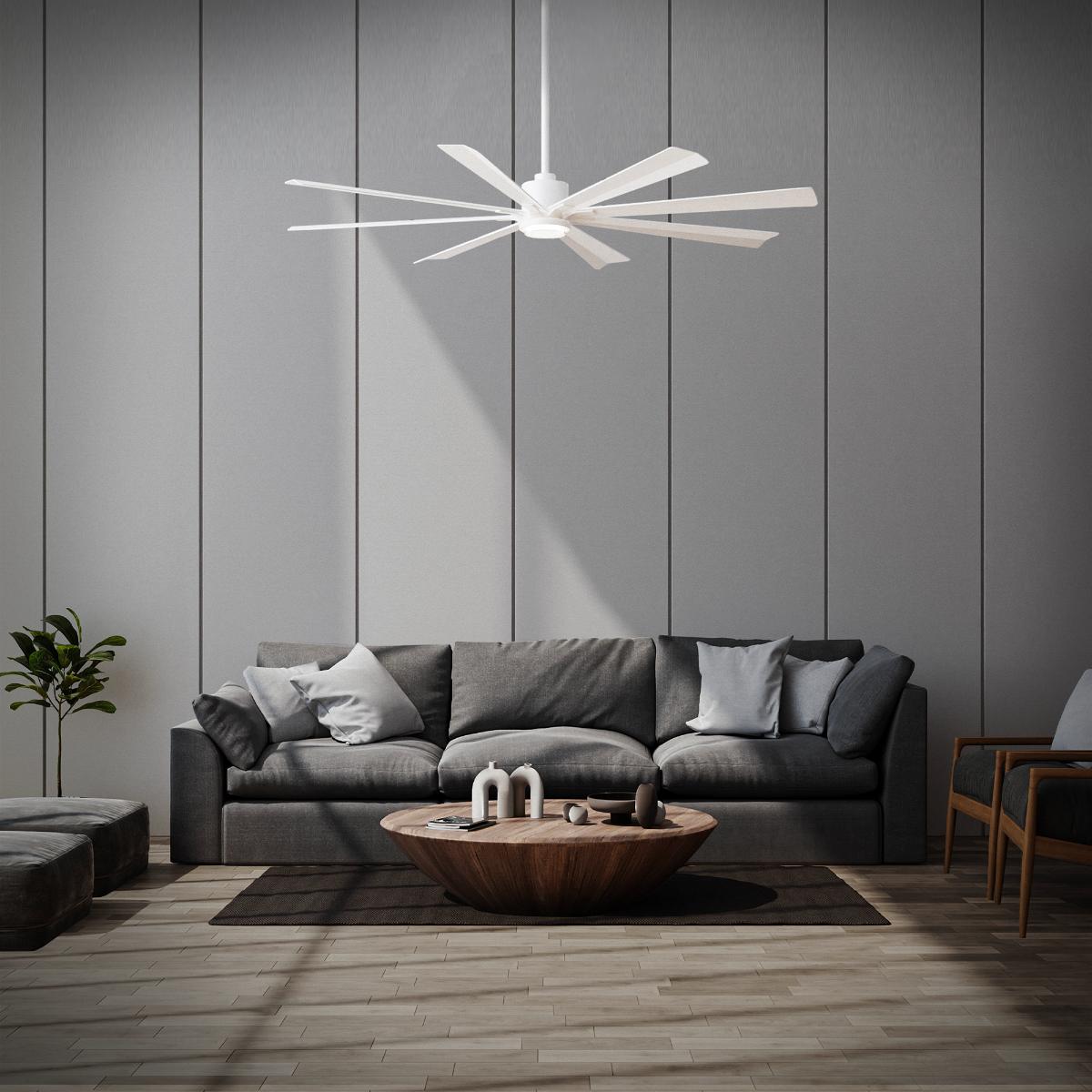 Size Matters 65 Inch Matte White Smart Windmill Ceiling Fan with CCT LED Light