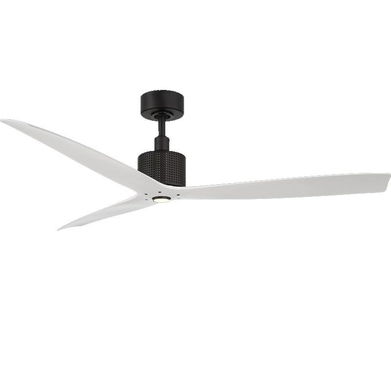 Spinster 60 Inch Outdoor Modern Smart Ceiling Fan With Light And Remote, Matte Black with Matte White Blades - Bees Lighting
