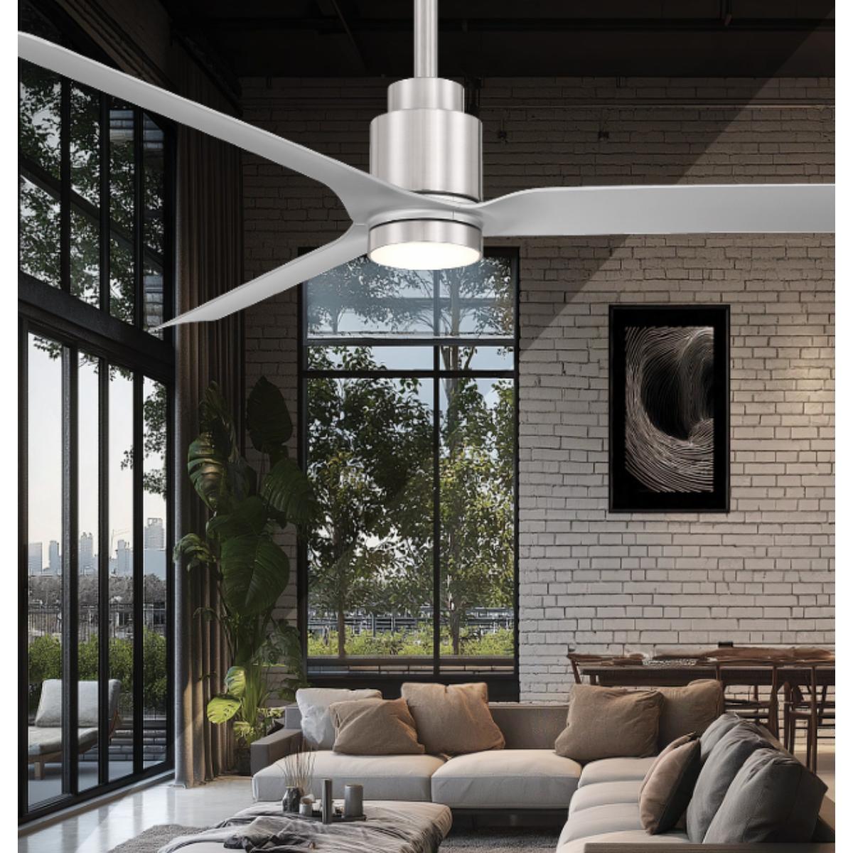 Smooth 52 Inch CCT LED Smart Ceiling Fan, Brushed Nickel with Silver Blades