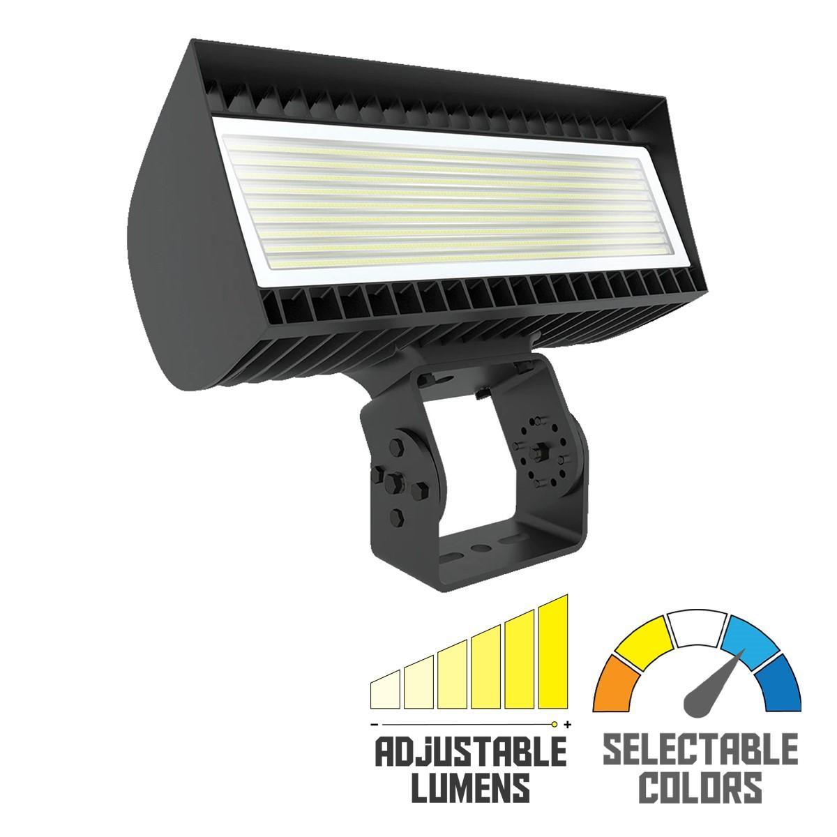 LED Flood Light, 445/534W, 72600 Lumens, 4000K/5000K, 120-277V, Trunnion Mount, Bronze - Bees Lighting