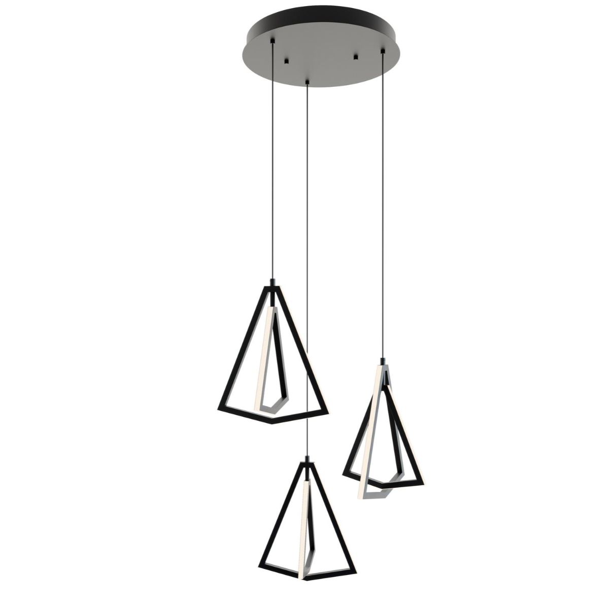 Gianna 3 Lights 28 In. LED Pendant Light Black Finish