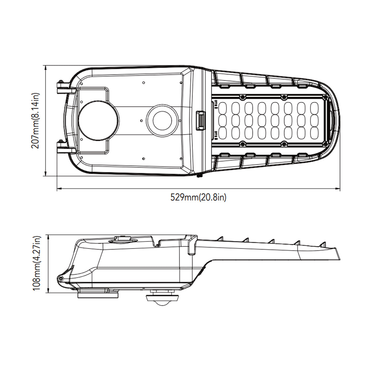 LED Street Light With Photocell, 105 Watts, 14600 Lumens 4000K, Round/Square Pole Mount, 120-277V