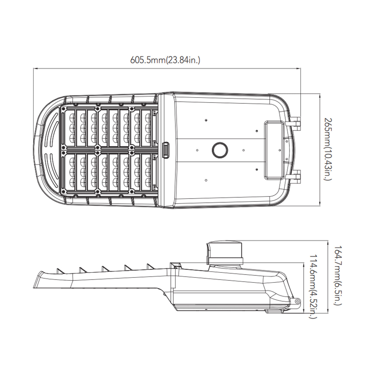 LED Street Light With Photocell, 150 Watts, 20000 Lumens, 4000K, Round/Square Pole Mount, 120-277V