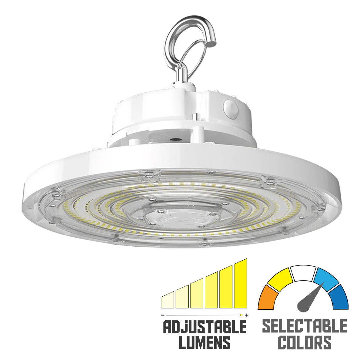 High Bay UFO LED Light, 15000 Lumens, 60/80/100W, 30K/40K/50K, 120/277V, White