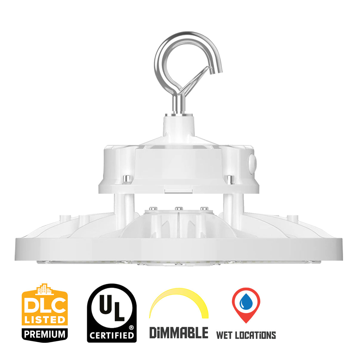 High Bay UFO LED Light, 15000 Lumens, 60/80/100W, 30K/40K/50K, 120/277V, White