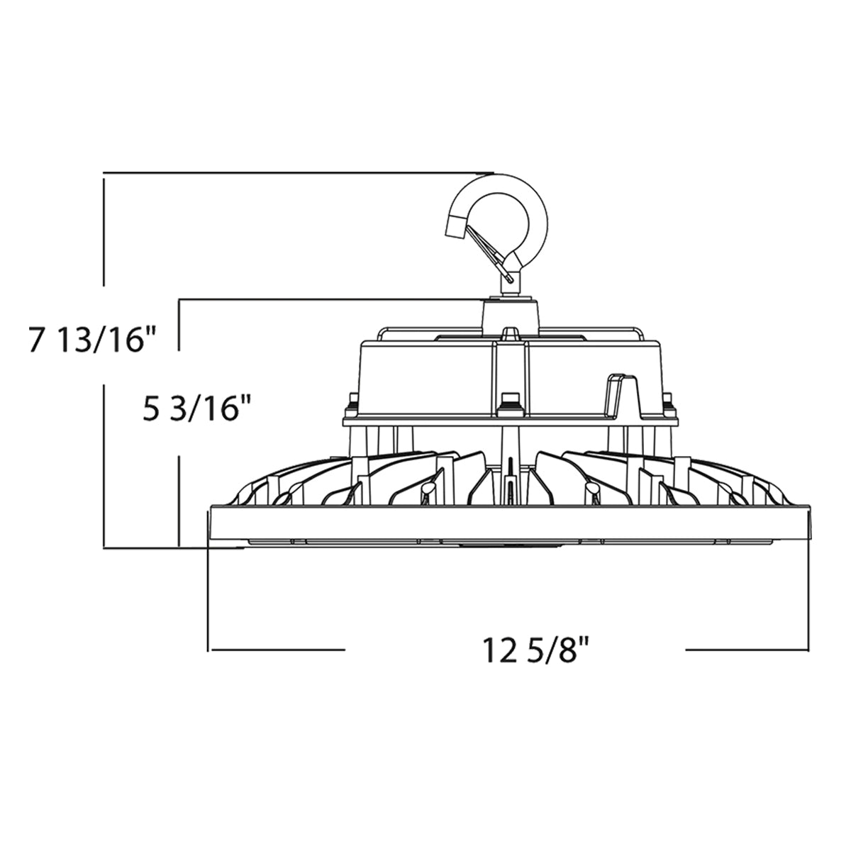 High Bay UFO LED Light, 37000 Lumens, 150/200/240W, 30K/40K/50K, 120/277V, Black