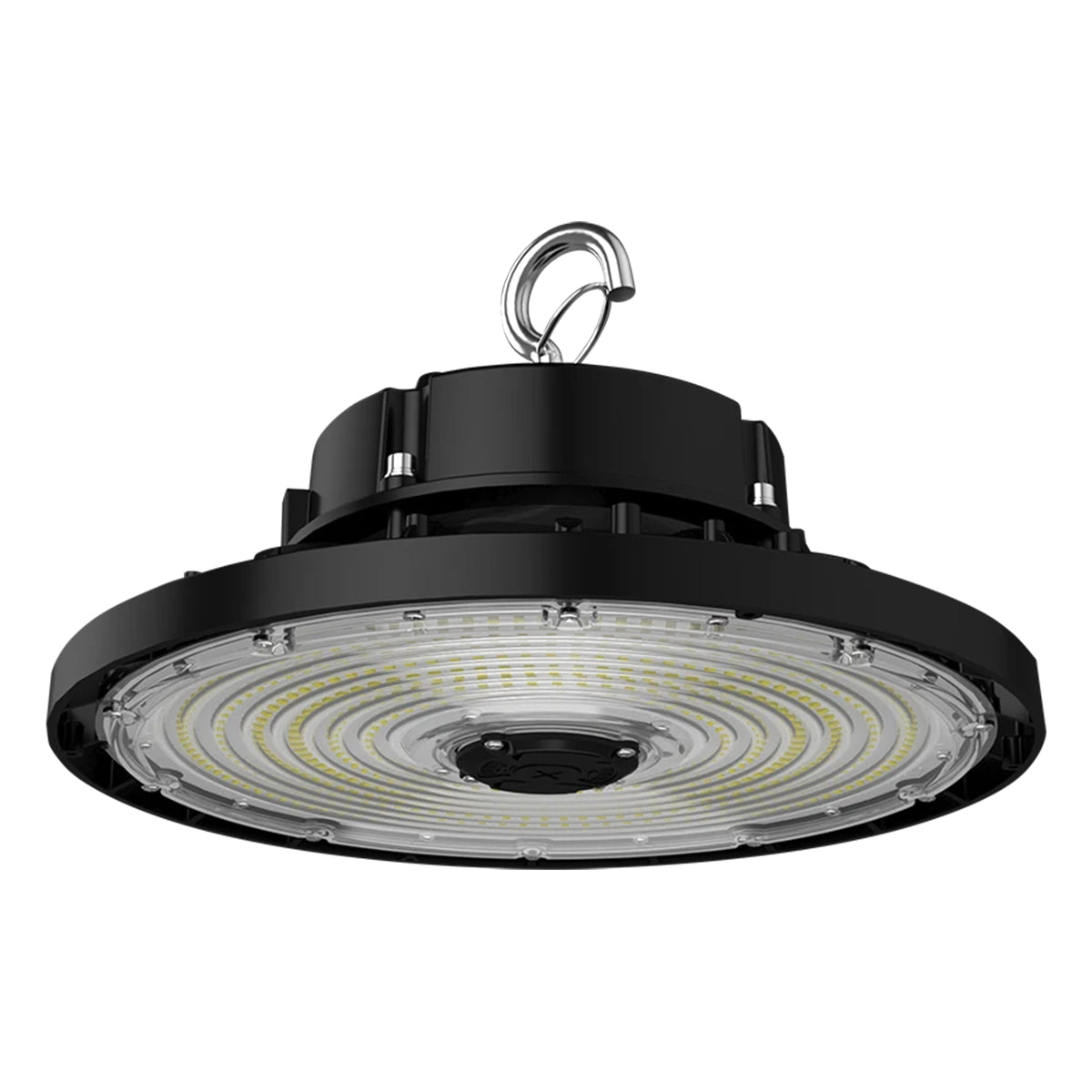 High Bay UFO LED Light, 37000 Lumens, 150/200/240W, 30K/40K/50K, 120/277V, Black