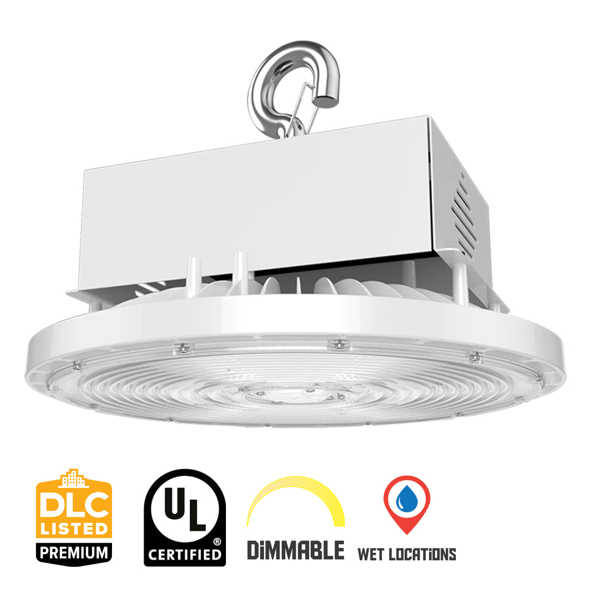 High Bay UFO LED Light, 79000 Lumens, 300/400/500W, 30K/40K/50K, 480V, White