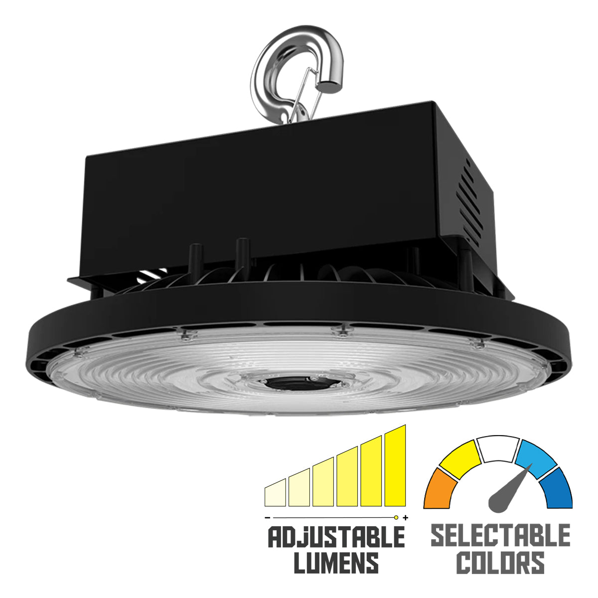 High Bay UFO LED Light, 79000 Lumens, 300/400/500W, 30K/40K/50K, 480V, Black