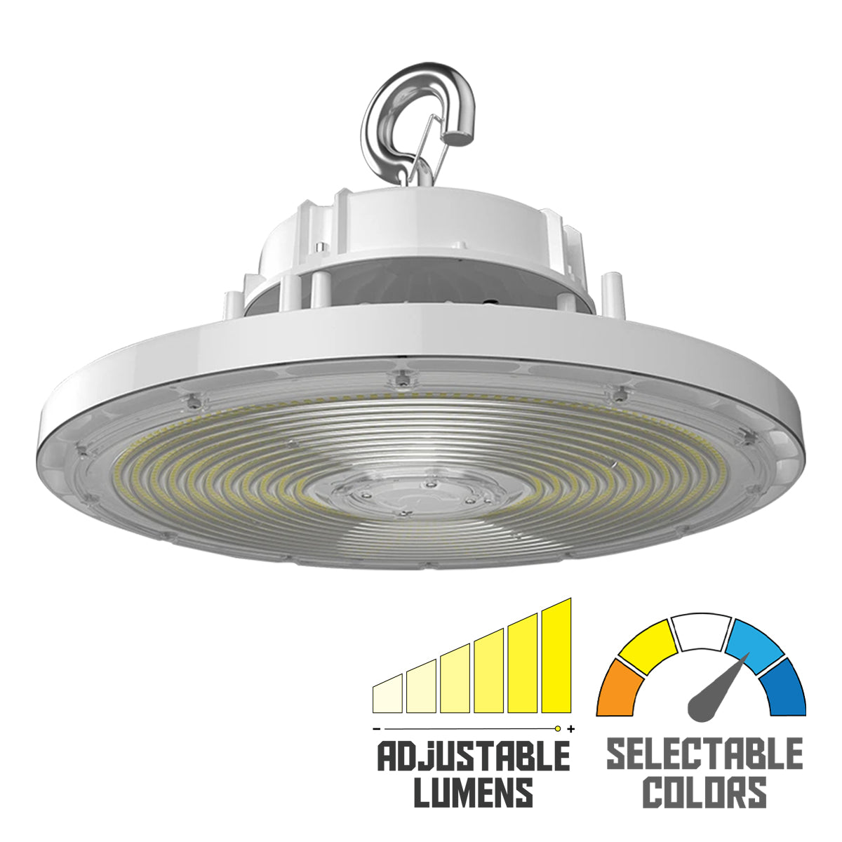 High Bay UFO LED Light, 79000 Lumens, 300/400/500W, 30K/40K/50K, 120/277V, White