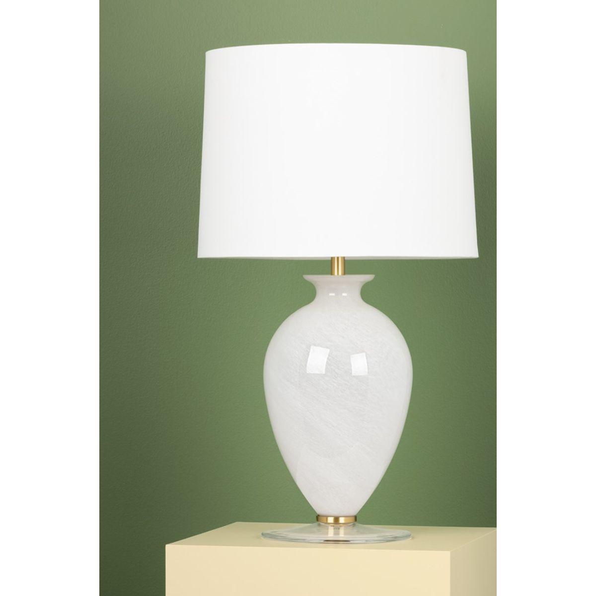 Laney Table Lamp Cloud Glass Base with Aged Brass Accents - Bees Lighting