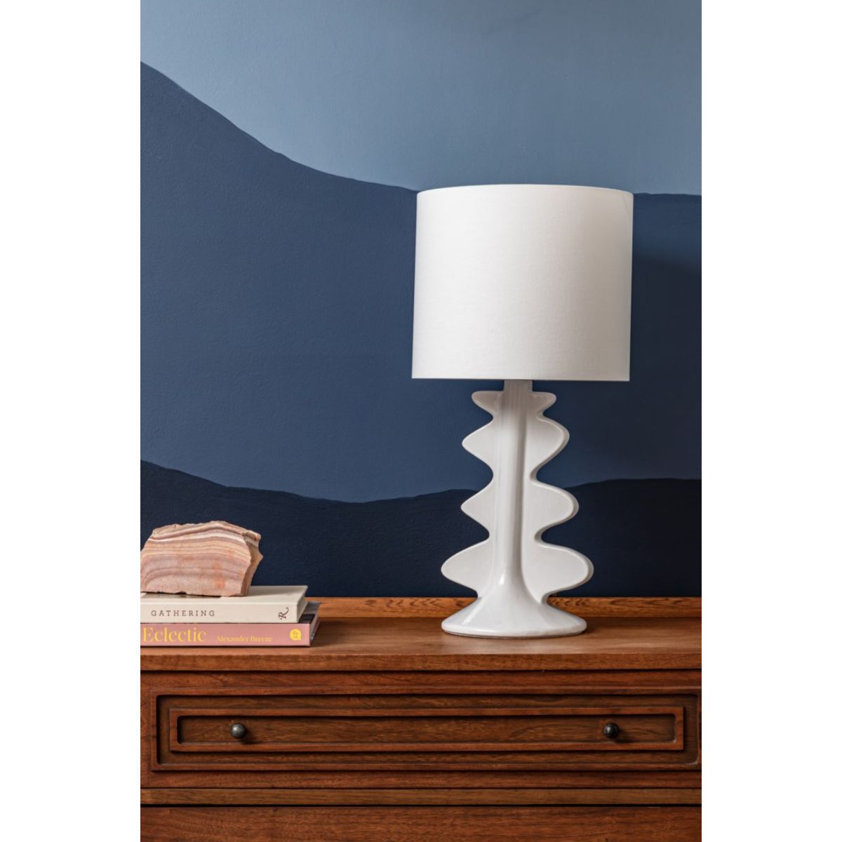 Liwa Table Lamp Ceramic Gloss White with Aged Brass Accents