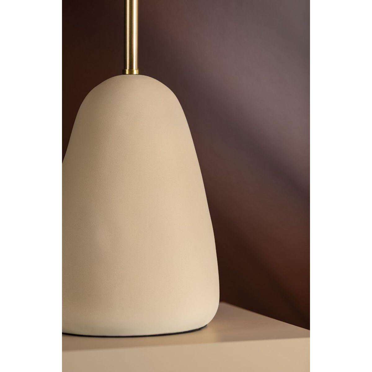 Maia 2 Lights Table Lamp Ceramic Textured Beige and Aged Brass Accents - Bees Lighting