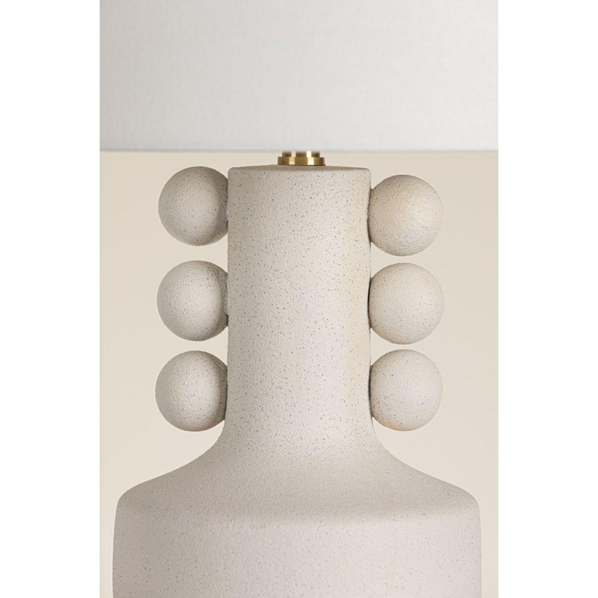 Amalia Table Lamp Ceramic White Speck with Aged Brass Accents - Bees Lighting